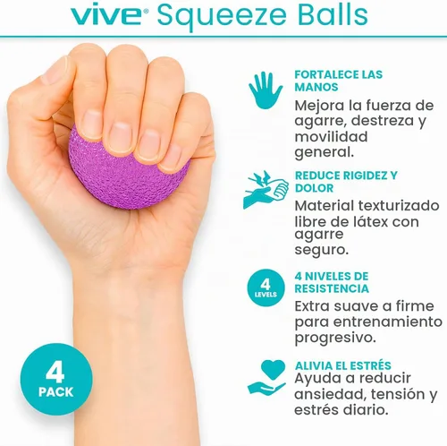 Vista 2 de Vive Stress Balls for Hand Therapy, Exercise, Arthritis (w/Rehab Video)