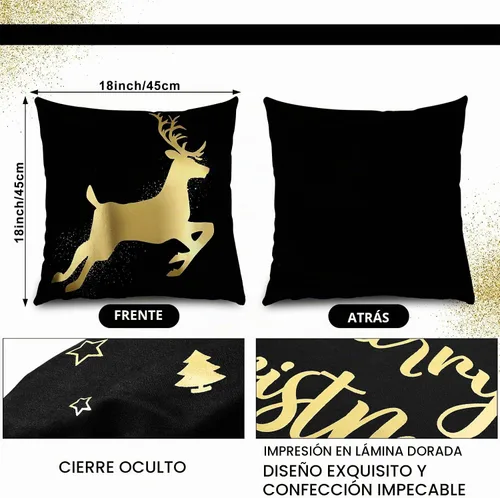 Vista 2 de Tatuo Juego de 6 fundas de almohada de Navidad de 18 x 18 pulgadas, fundas de almohada decorativas para Navidad, fundas de cojín para decoración