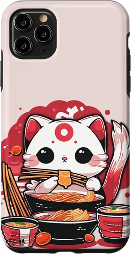 Vista 13 de iPhone 16 Japanese Cat Eating Ramen Cute Kawaii Cat Case