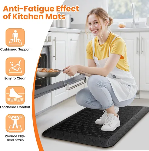 Vista 3 de Tapetes de cocina extra gruesos de 4/5 pulgadas para piso, antideslizantes, antifatiga, tapete de fregadero impermeable resistente a las manchas