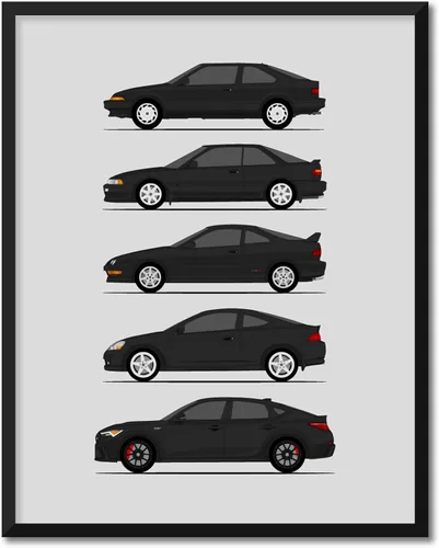 Vista 19 de Custom Car Posters Póster hecho a mano compatible con Acura Integra Evolution Generations e impresión de Acura Integra, multicolor, 8 x 10 pulgadas