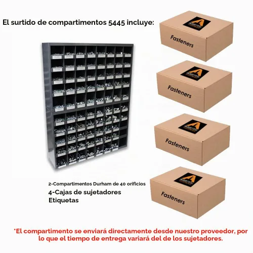 Vista 6 de Kit surtido de 5,445 piezas de herramientas gruesas de grado 5 con tornillos hexagonales, tuercas hexagonales, tuercas de nailon, arandelas y dos