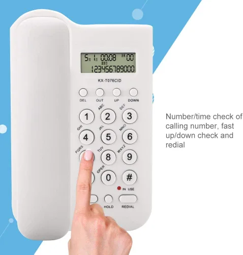 Vista 8 de TOPINCN Teléfono con cable Teléfono fijo para oficina Uso de escritorio en casa Blanco