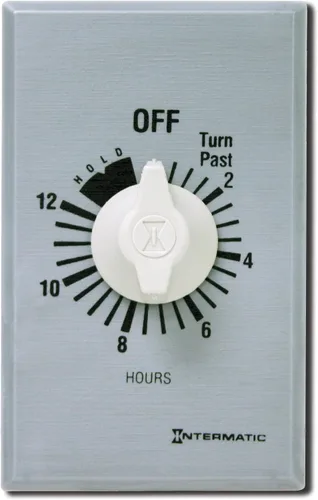 Vista 7 de Intermatic FF412H - Temporizador de pared con resorte de 12 horas, metal cepillado