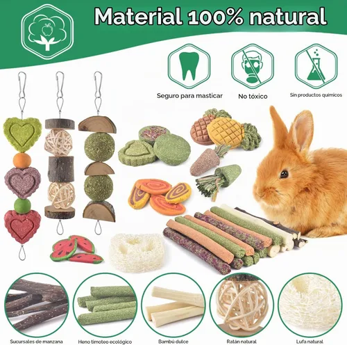 Vista 4 de KATUMO Juguetes masticables de conejo, juguetes masticables para animales
