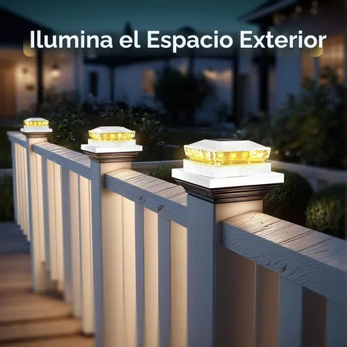 Vista 7 de Luces Solares para Tapas de Postes Paquete de 6, Luz Solar Impermeable para Poste de Valla, Luz Exterior Blanca IP65 de 4 x 4 para Terraza, Jardín