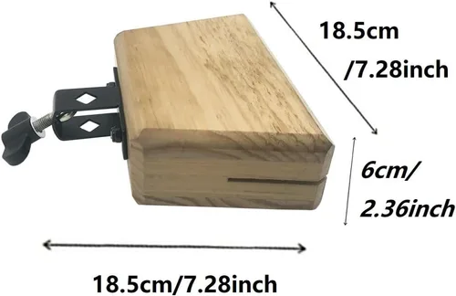 Vista 5 de Bloque de madera de 6.9 pulgadas de madera de bloque de percusión de mano para montaje de tambor de percusión de 3/8 pulgadas, accesorios de soporte