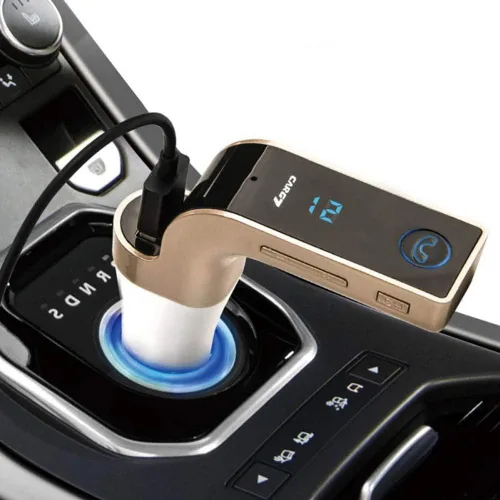 Vista 4 de Transmisor FM Bluetooth Bluetooth para automóvil, adaptador de radio inalámbrico Bluetooth de 2.1 pulgadas, kit de coche con llamadas manos libres