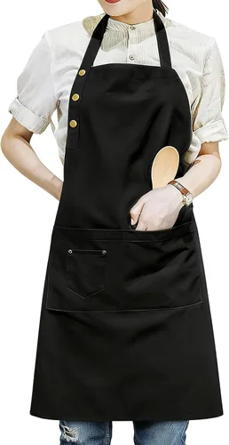 Vista 9 de Delantales de arte para pintar cerámica, delantales de cocina para hombres y mujeres impermeables verdes