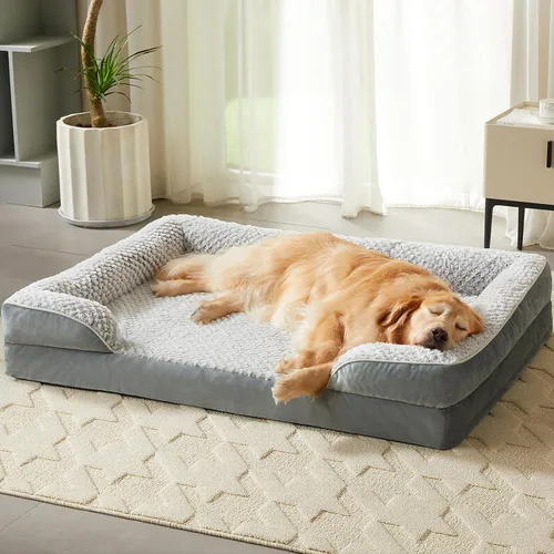 Vista 13 de LEXTRO Cama ortopédica para perros extra grandes, cama de espuma para perros extra grandes, equipada con funda de almohada extraíble impermeable