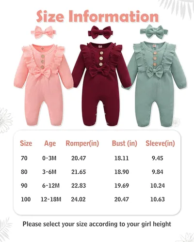 Vista 6 de Mioglrie Ropa de bebé recién nacida, mameluco de algodón para recién nacido, traje para niñas