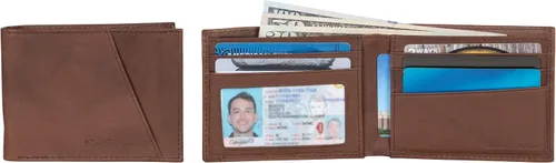 Vista 2 de Ben Sherman Men's Manchester Slim Bifold Full-Grain Leather RFID Minimalist Gift Box Wallet