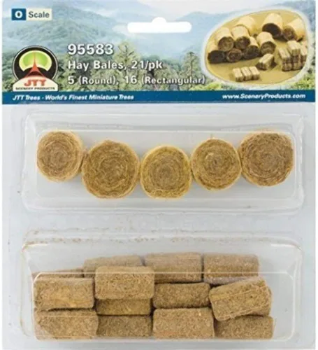 Vista 2 de JTT Scenery - Mezcla de balas de heno de 0.75" a 1" 21/Pkg-5 Redondo y 16 Rectangular