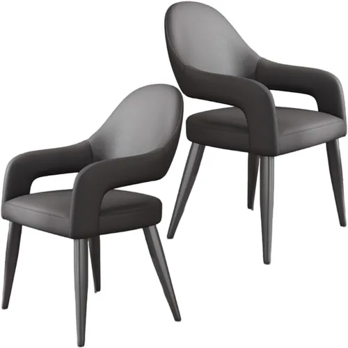 Vista 10 de YVYKFZD Leather Dining Chairs, Leisure Kitchen Chairs Set, Upholstered Dining Room Chairs with Backrest, Lounge Armchair Comfy Side Chair, for Brown