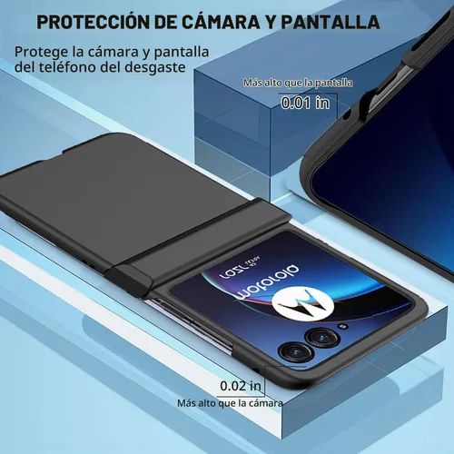 Vista 2 de Ninki Funda con tapa para Motorola Razr Plus 2023 y Razr 40 Ultra - Protector de bisagra, carcasa de PC a prueba de golpes, color negro