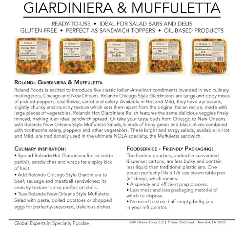 Vista 2 de Roland Foods Chicago Style Giardiniera, suave, 56 onzas (paquete de 2)