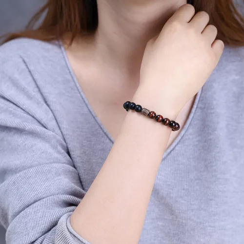 Vista 2 de COAI Pulsera de oración con cuentas de piedra de cabeza de buda