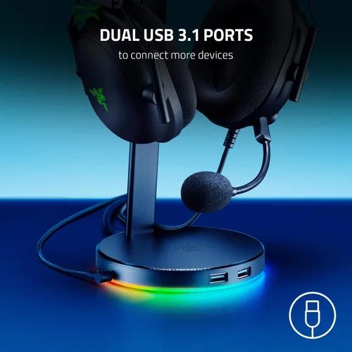 Vista 5 de Razer Kraken Gaming Headset + Base Station V2 Chroma Bundle Cuarzo Rosa