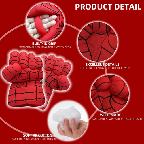 Vista 4 de Guantes de superhéroe para cosplay, guantes de disfraces, guantes de boxeo, juguetes de superhéroe, guantes de felpa suave, par para niños
