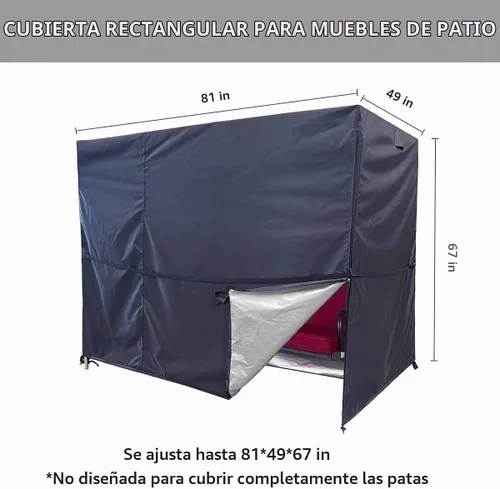 Vista 2 de Funda negra para columpio de patio, columpio de jardín de triple plaza, impermeable, resistente a los rayos UV (81 x 49 x 67 pulgadas)