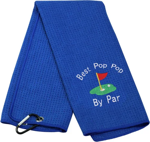 Vista 11 de JXGZSO Toalla de golf bordada para papá, toalla de golf bordada con clip (Best Dad by par)
