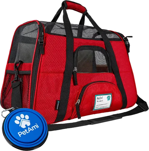 Vista 24 de PetAmi Transportador de mascotas aprobado por aerolíneas para gatos, transportador de perros de lados suaves para perros pequeños, suministros