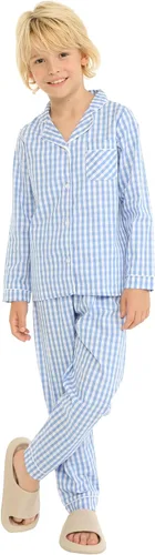 Vista 3 de Mud Kingdom Conjunto de pijama Boutique para niñas y niños, ropa de dormir de manga larga con cuello