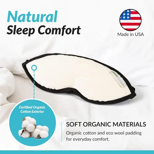 Vista 5 de Dream Essentials Natura - Antifaz de algodón orgánico para dormir, algodón natural, antifaz para dormir, bloqueo de luz, cubierta suave para dormir
