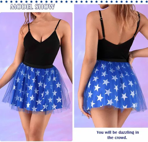Vista 5 de TWINKLEDE Falda del 4 de julio, falda patriótica de tutú para el Día de la Independencia, falda de baile para mujeres y niñas