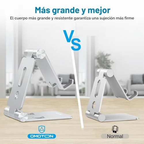 Vista 2 de OMOTON Soporte plegable para teléfono celular, C4 soporte de teléfono de aluminio portátil, base de acoplamiento ajustable para teléfono compatible