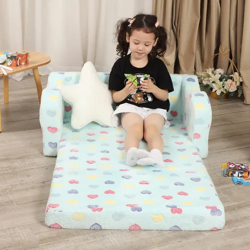 Vista 109 de MOMCAYWEX - Sofá para niños, 2 en 1, plegable, piel de melocotón, color azul