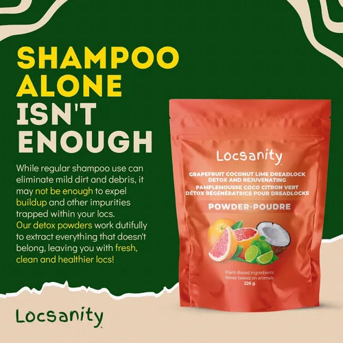 Vista 7 de Locsanity Detox para el cuero cabelludo de rastas - Polvo de limpieza profunda para rastas, acondicionador limpiador - Limpiador natural