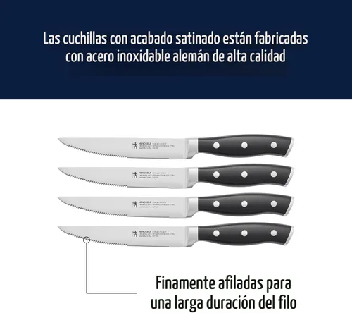 Vista 4 de HENCKELS Juego de 4 cuchillos para carne forjados Accent, negro, de ingeniería alemana, informado por más de 100 años de maestría