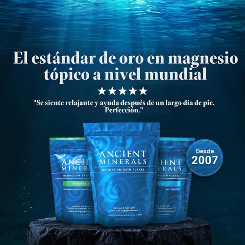 Vista 6 de Ancient Minerals copos de baño de magnesio, bolsa de un solo uso. Copos de cloruro de magnesio Zechstein puro para remojo y reposición de todo