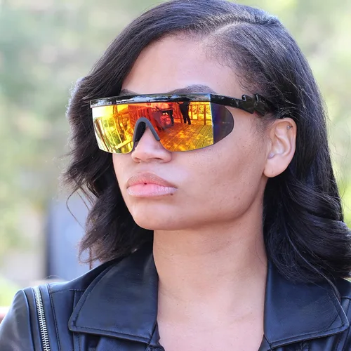 Vista 3 de Flawless Eyewear - Gafas de seguridad parcialmente sin marco, estilo retro, mica con reflejo de arco iris, gafas de sol, patas en zigzag