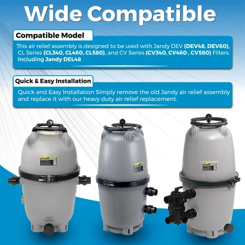 Vista 6 de Swimables Conjunto de alivio de aire compatible con filtro de piscina Jandy DEV/DEL R0357200 Compatible con manómetro Jandy y piezas Jandy DEL60