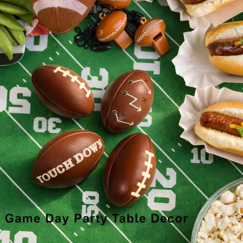 Vista 2 de GiftExpress 12 mini pelotas de fútbol americano de espuma impresas de 4 pulgadas con diseño de touchdown, pequeñas pelotas antiestrés deportivas