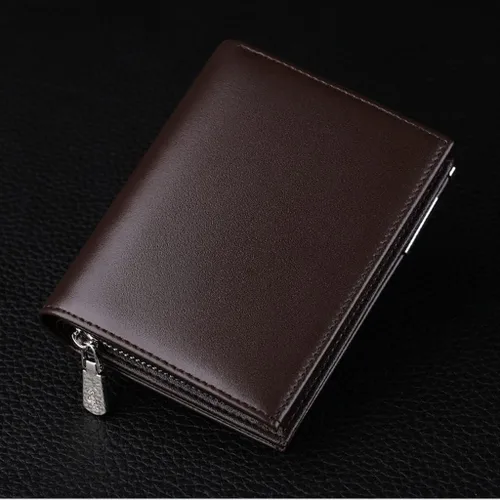 Vista 3 de WENLII - Billetera para hombre, con cremallera, clip para dinero, tarjetero con múltiples posiciones, gran capacidad, cartera portátil