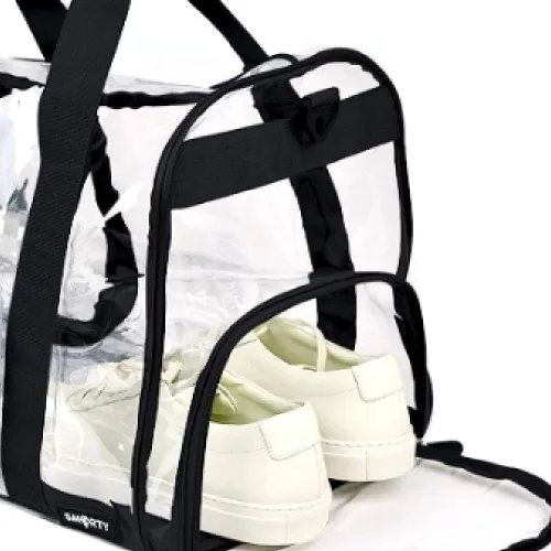 Vista 4 de Mochila grande transparente, mochila resistente transparente de PVC transparente, Negro (Gym Black)