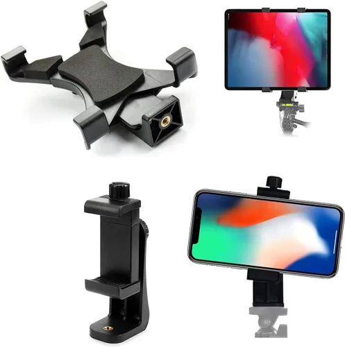 Vista 11 de Acuvar Soporte universal de trípode para tableta, adaptador de soporte ajustable para iPad, Samsung Galaxy Tab y Surface, se adapta a tabletas de 8