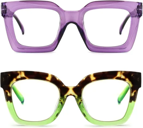 Vista 13 de Gafas de lectura de ojo de gato de gran tamaño para mujer, lentes de bloqueo de luz azul para computadora, estilo retro negro