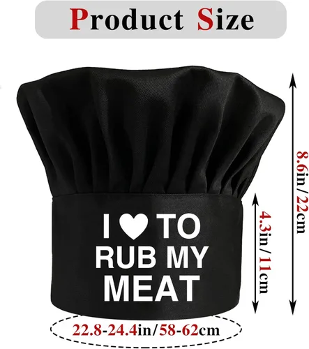 Vista 3 de I Love to Rub My Meat, divertido sombrero de chef, sombreros de chef de barbacoa, sombrero de cocina ajustable para hombres y mujeres, regalo