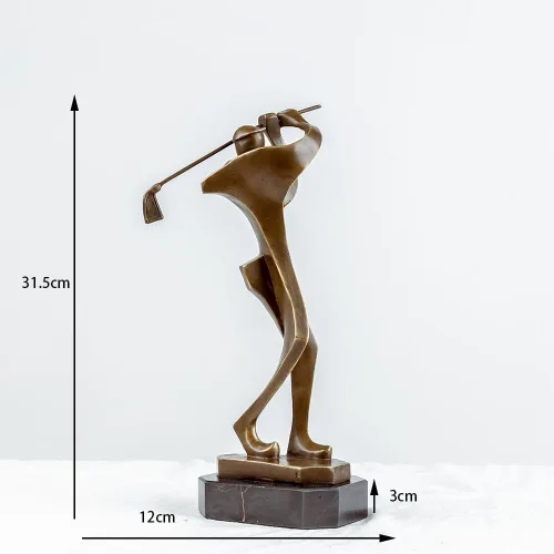 Vista 2 de Estatua de golfista de 12.4 pulgadas Escultura de bronce Hombre de golf Estatua de bronce Estatua moderna masculina Golfista Escultura Deporte Arte