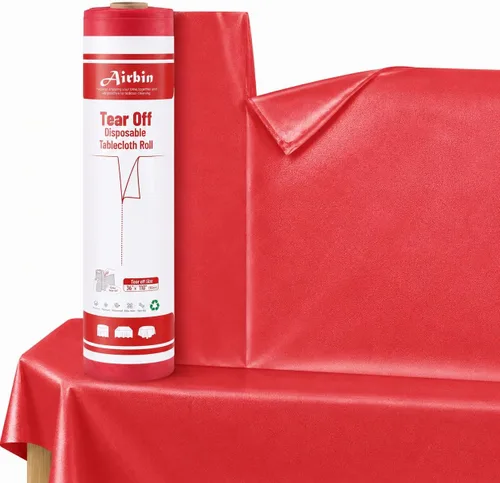 Vista 42 de Mantel de plástico, 110 pies x 54 pulgadas en rollo desechable de plástico