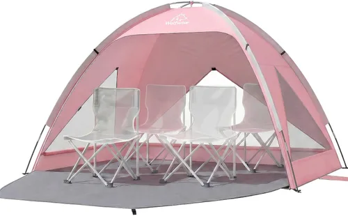 Vista 26 de Wolfwise Tienda de playa Refugio de sol portátil, Cabaña estándar de la Shade Beach Essentials, protección UV UPF 50+ y fácil instalación, ventanas