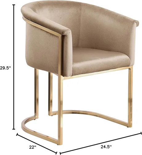Vista 3 de Meridian Furniture 758Beige-C Tierra Collection Modern Silla de comedor tapizada contemporánea con lujoso terciopelo beige, acabado de latón