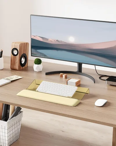 Vista 7 de Laborio Soporte de muñeca para teclado de computadora para escritorio, soporte para teclado para escribir fácilmente con almohadilla de muñeca
