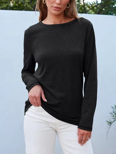 Vista 25 de SUNBS Paquete de 3 camisas de manga larga para mujer, ajuste holgado, ropa de otoño, ropa de moda 2025, camisetas básicas de entrenamiento, trajes
