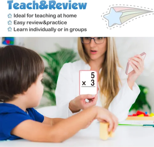 Vista 4 de Tarjetas flash de multiplicación para 3er grado – 175 tarjetas flash matemáticas – Times Table Flash Cards – Todos los hechos 0-12 codificados por