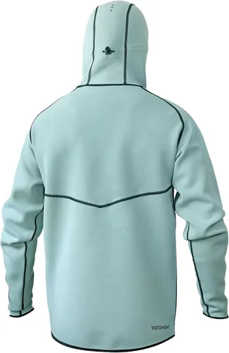 Vista 2 de Sudadera con capucha de neopreno de alto rendimiento, color verde niebla, kiteboarding, Wing Foil Surf Top